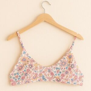 Kulani Kinis Floral Print Bikini Top in Pink, Blue, Yellow